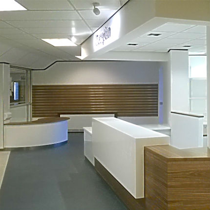 We were invited to refurbish the reception area of St John’s Hospital in Livingston.